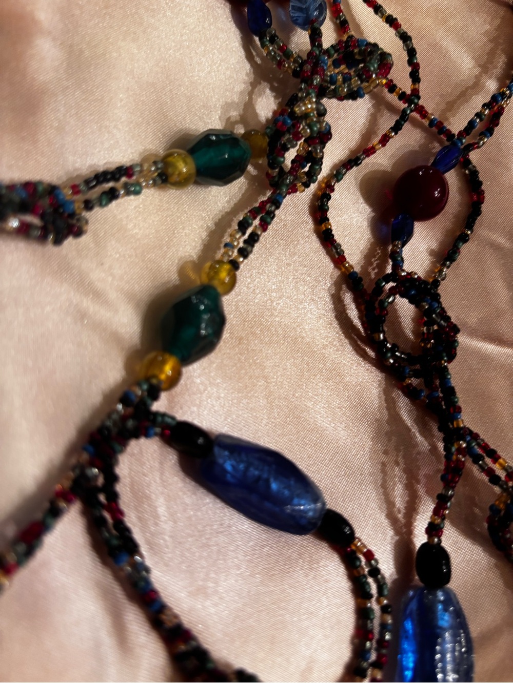 Multicolor Beaded Necklace with Blue Accent Beads